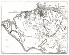 Chart showing the relative positions of the batteries and Allied Forces around Sebastopol 1854. Creator: Unknown
