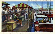 Charter fishing boats at Pier 5, Miami, Florida, USA, 1940