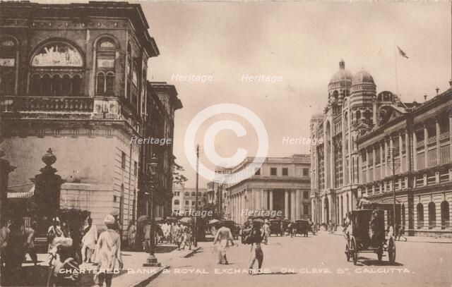 'Chartered Bank & Royal Exchange on Cleve St, Calcutta', c1900. Artist: Unknown.