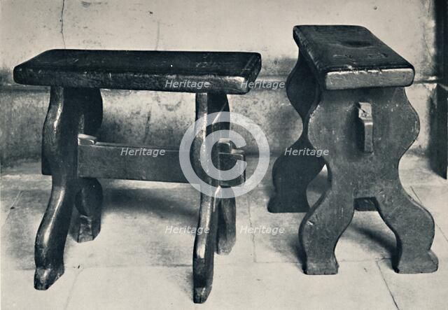 'Charterhouse. Two Ancient Stools, Now Preserved in the Library', 1925. Artist: Unknown.
