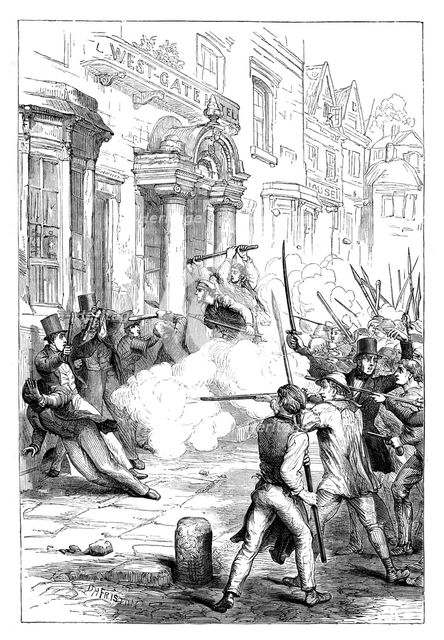Chartist riots at Newport, Monmouthshire, 1839 (c1895). Artist: Unknown