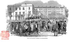Chartists procession from the mass meeting towards Blackfriars Bridge, London, 10 April 1848