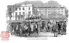 Chartists procession from the mass meeting towards Blackfriars Bridge, London, 10 April 1848