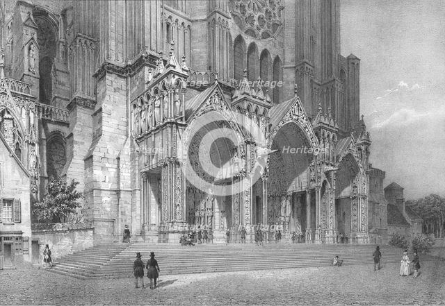 Chartres Cathedral, northern France, c1830s. Artists: Jean Jacottet, Philippe Benoist.