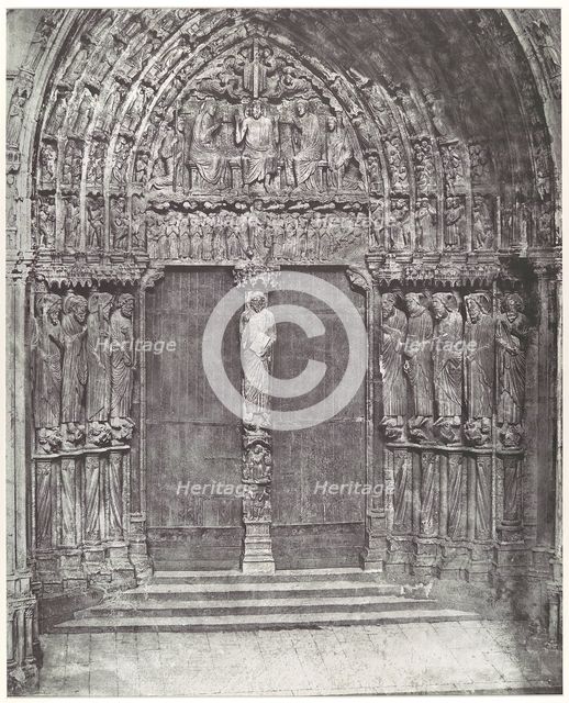 Chartres Cathedral, Central Portal of the South Transept; The Last Judgment, 1855, printed 1857. Creator: Charles Nègre.