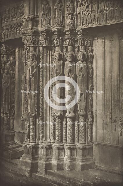 Chartres Cathedral. Right Door of the Royal Portal, West Side, XII Century, before July 1857. Creator: Charles Nègre.