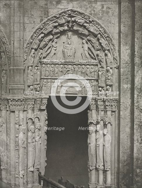 Chartres Cathedral: Right Door of the Royal Portal with Our Lady of Chartres, 1857. Creator: Charles Nègre (French, 1820-1880).