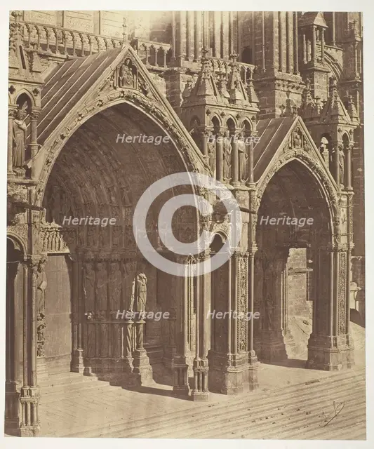 Chartres Cathedral, South Transept, Central and Side Portals, 1854/57. Creators: Bisson Frères, Louis-Auguste Bisson, Auguste-Rosalie Bisson.
