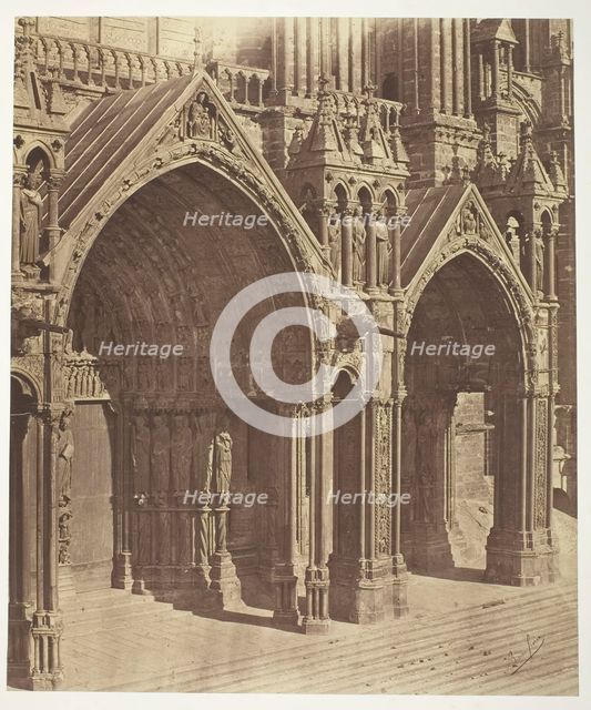 Chartres Cathedral, South Transept, Central and Side Portals, 1854/57. Creators: Bisson Frères, Louis-Auguste Bisson, Auguste-Rosalie Bisson.
