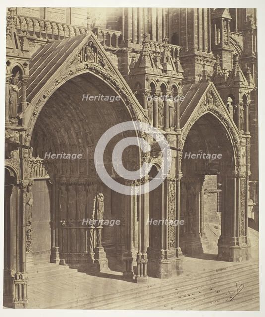 Chartres Cathedral, South Transept, Central and Side Portals, 1854/57. Creators: Bisson Frères, Louis-Auguste Bisson, Auguste-Rosalie Bisson.