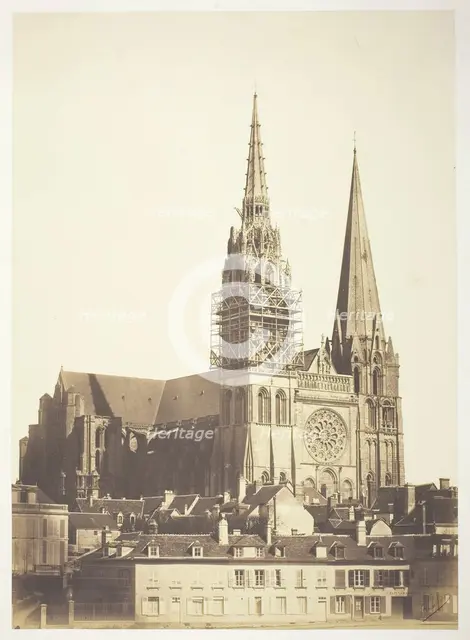 Chartres Cathedral, West Facade, 1854, printed 1854. Creators: Bisson Frères, Louis-Auguste Bisson, Auguste-Rosalie Bisson.