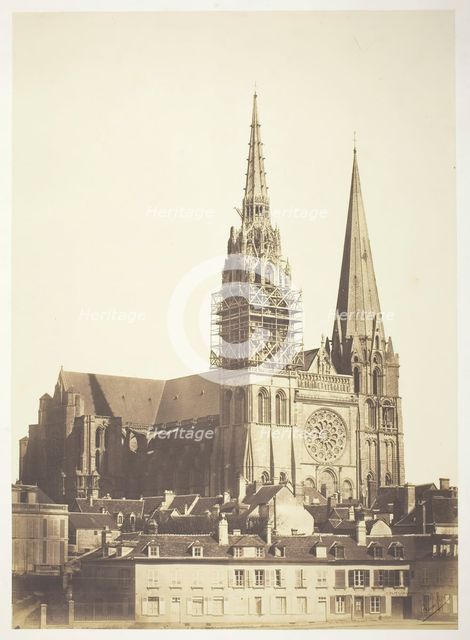 Chartres Cathedral, West Facade, 1854, printed 1854. Creators: Bisson Frères, Louis-Auguste Bisson, Auguste-Rosalie Bisson.