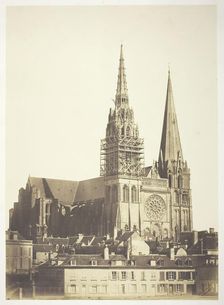 Chartres Cathedral, West Facade, 1854, printed 1854. Creators: Bisson Frères, Louis-Auguste Bisson, Auguste-Rosalie Bisson
