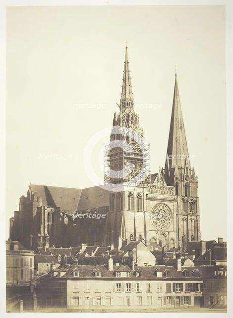 Chartres Cathedral, West Facade, 1854, printed 1854. Creators: Bisson Frères, Louis-Auguste Bisson, Auguste-Rosalie Bisson.