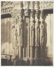 Chartres Cathedral, West Facade; Royal Portal, Central Bay, 1857, printed 1857. Creators: Bisson Frères, Louis-Auguste Bisson, Auguste-Rosalie Bisson