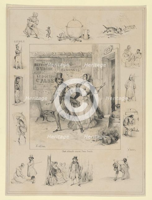 Chat échaudé craint l'eau froide, 19th century. Creator: Victor Adam.