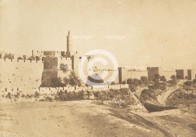 Château de David (Daoud Kalessy) et murailles de Jérusalem, August 1850. Creator: Maxime du Camp.