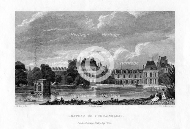 Chateau de Fontainebleau, France, 1829.Artist: E I Roberts