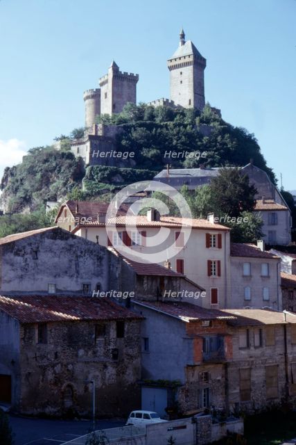 Chateau de Foix and old houses, Foix, France, c20th century. Artist: CM Dixon.
