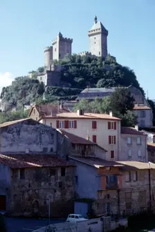 Chateau de Foix and old houses, Foix, France, c20th century. Artist: CM Dixon