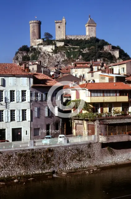 Chateau de Foix and old houses, Foix, France, c20th century, Artist: CM Dixon.
