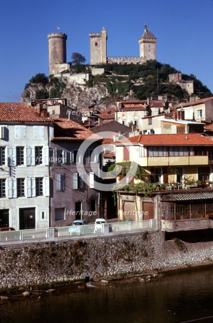 Chateau de Foix and old houses, Foix, France, c20th century, Artist: CM Dixon.