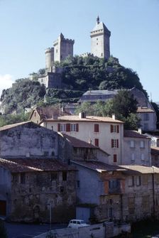 Chateau de Foix and old houses, Foix, France, c20th century. Artist: CM Dixon