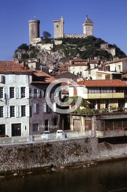 Chateau de Foix and old houses, Foix, France, c20th century, Artist: CM Dixon.