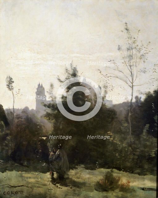 'Château de Pierrefonds', 1860s.  Artist: Jean-Baptiste-Camille Corot    