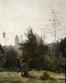 Château de Pierrefonds 1860s. Artist: Jean-Baptiste-Camille Corot