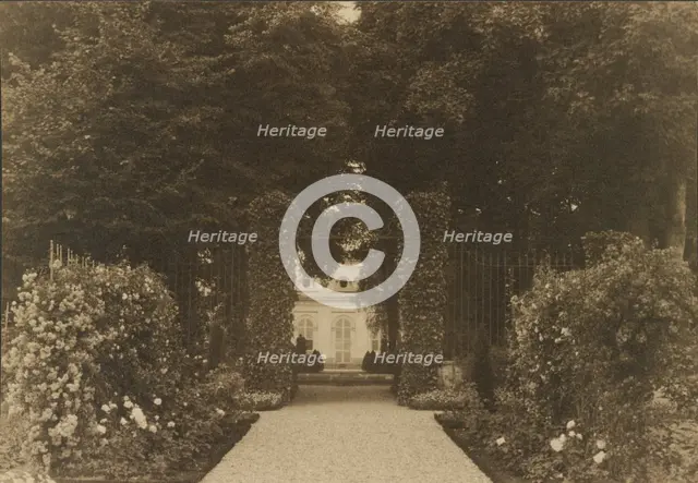 Chateau near Paris, Pavilion Colombe, St. Brice, "entrance to flower garden", 1925. Creator: Frances Benjamin Johnston.