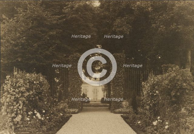 Chateau near Paris, Pavilion Colombe, St. Brice, "entrance to flower garden", 1925. Creator: Frances Benjamin Johnston.