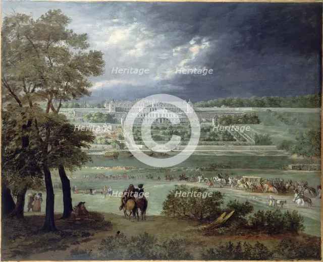 Chateau Neuf de Saint-Germain-en-Laye and gardens, seen from the right bank...,c1664-1665. Creator: Adam Frans van der Meulen.