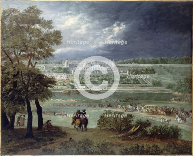 Chateau Neuf de Saint-Germain-en-Laye and gardens, seen from the right bank...,c1664-1665. Creator: Adam Frans van der Meulen.