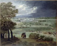Chateau Neuf de Saint-Germain-en-Laye and gardens, seen from the right bank...,c1664-1665. Creator: Adam Frans van der Meulen