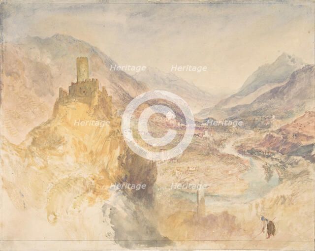Chatel Argent and the Val d'Aosta from above Villeneuve, 1836. Creator: JMW Turner.