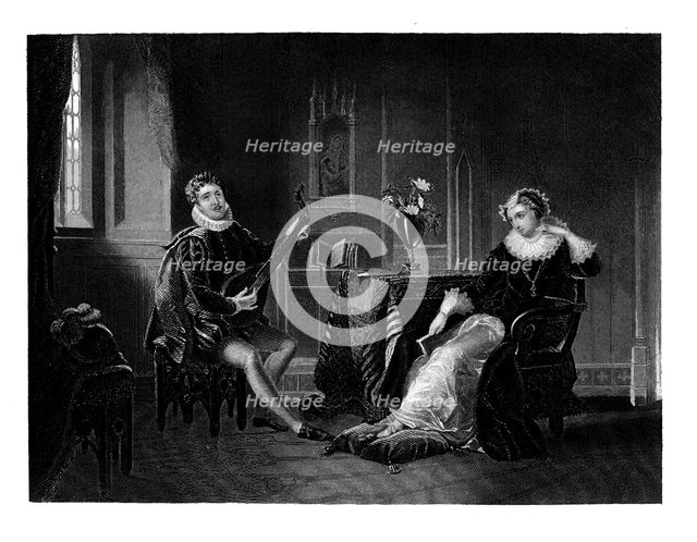 Chatelar Playing the Lute to Mary Queen of Scots, 1560s, (1860). Artist: JC Armytage