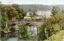Chatsworth House and bridge over the River Derwent, Derbyshire, c1910. Creator: Unknown