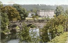 Chatsworth House and bridge over the River Derwent, Derbyshire, c1910