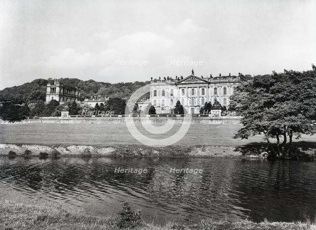 Chatsworth House and River Derwent, Derbyshire, c1955. Creator: Arthur Charles Kirby Ware.