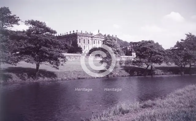 Chatsworth House and River Derwent, Derbyshire, c1955. Creator: Arthur Charles Kirby Ware.