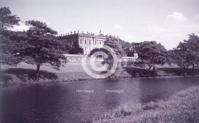 Chatsworth House and River Derwent, Derbyshire, c1955. Creator: Arthur Charles Kirby Ware.