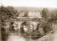 Chatsworth House and the bridge over the River Derwent, Derbyshire, 1853. Creator: WR & S