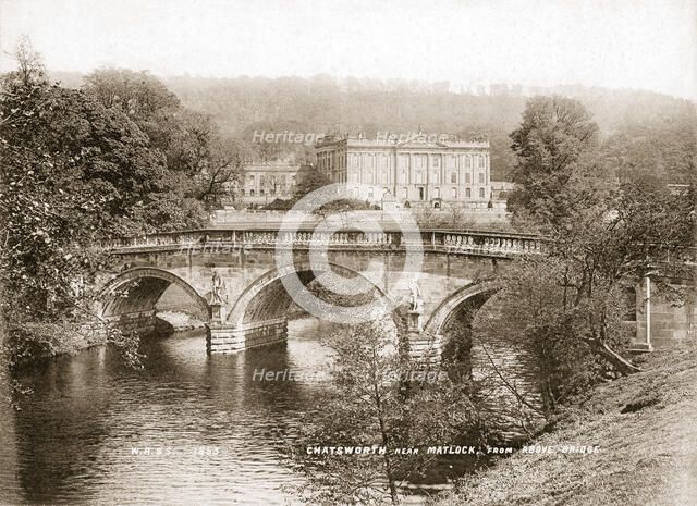 Chatsworth House and the bridge over the River Derwent, Derbyshire, 1853. Artist: WR & S