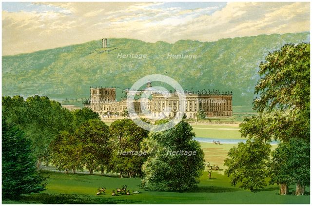 Chatsworth House, Derbyshire, home of the Duke of Devonshire, c1880. Artist: Unknown