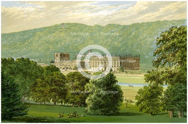 Chatsworth House, Derbyshire, home of the Duke of Devonshire, c1880. Artist: Unknown