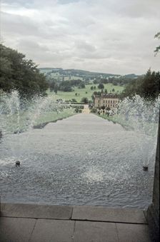 Chatsworth House from the top of the Cascade, Derbyshire, c1980s(?). Creator: Richard Williams