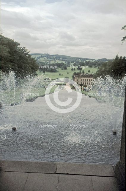 Chatsworth House from the top of the Cascade, Derbyshire, c1980s(?). Creator: Richard Williams.
