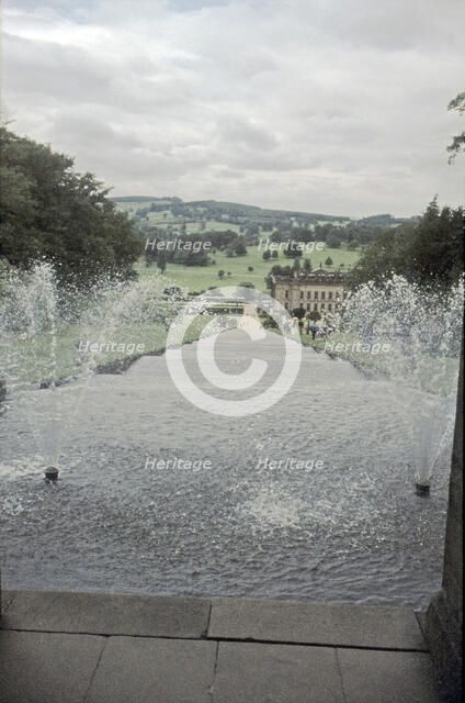 Chatsworth House from the top of the Cascade, Derbyshire, c1980s(?). Artist: Richard Williams