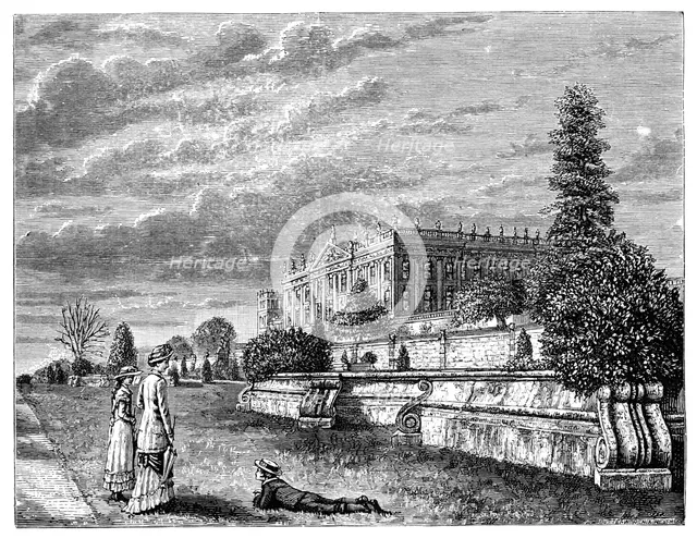 Chatsworth House from the South West, 1900. Artist: Unknown